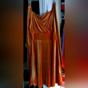 Gold satin party dress.